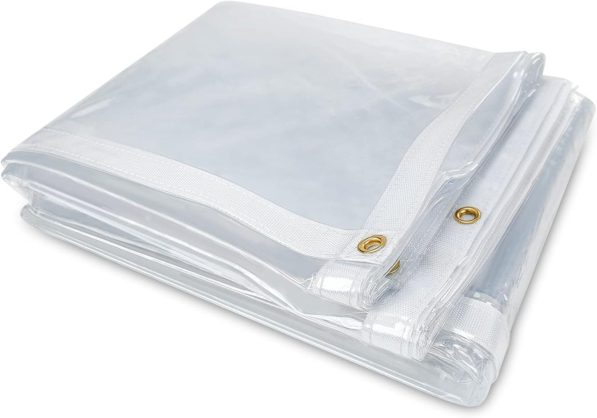 10 x 10FT Clear Waterproof Vinyl Tarp with Grommets V721423