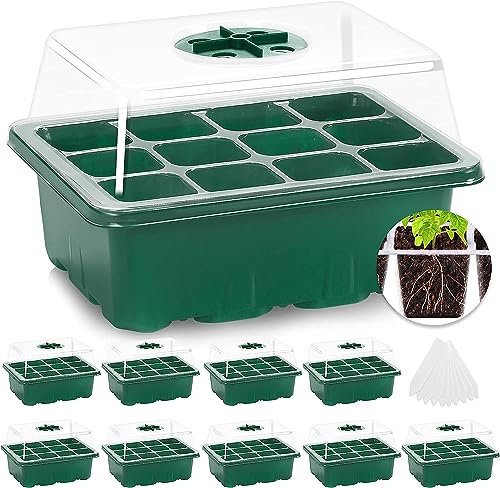 10 Packs Seed Starter Tray with Humidity Dome (120 Cells Total) E9389