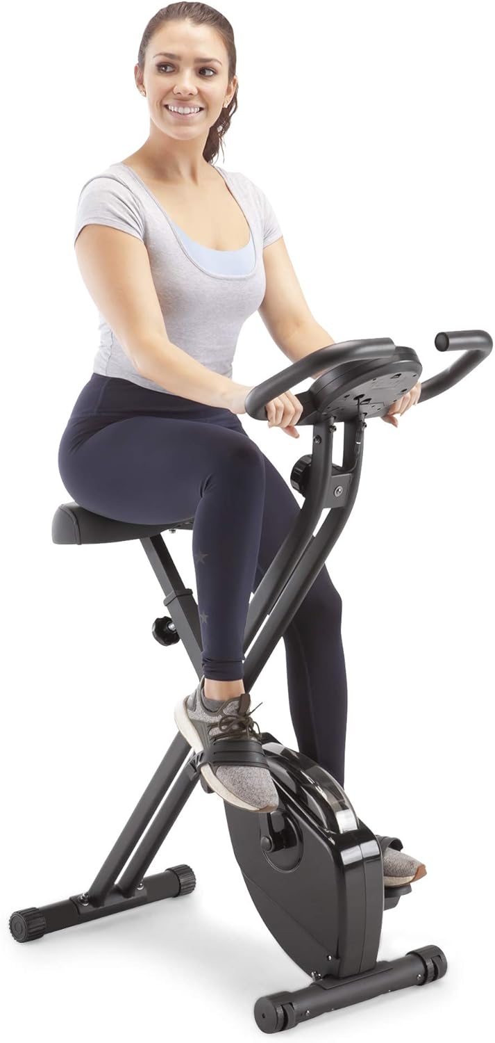 Foldable Upright Exercise Bike with Adjustable Resistance D95455