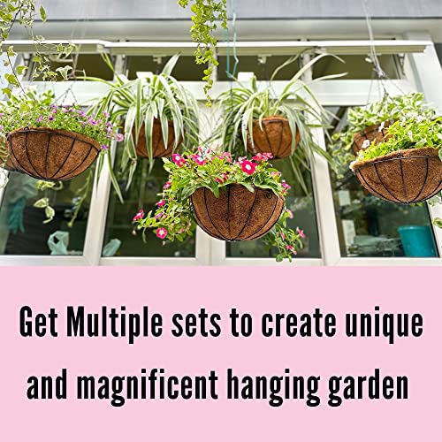 3 Pack 10 Inch Hanging Planter with Coco Liner Metal Wire Basket D52339