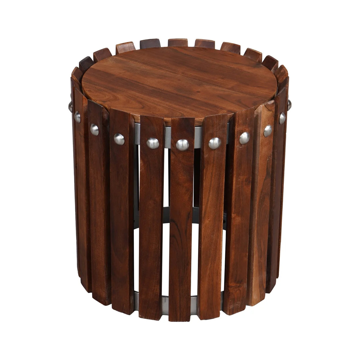 15 Inch Round Acacia Wood Side End Table L4140