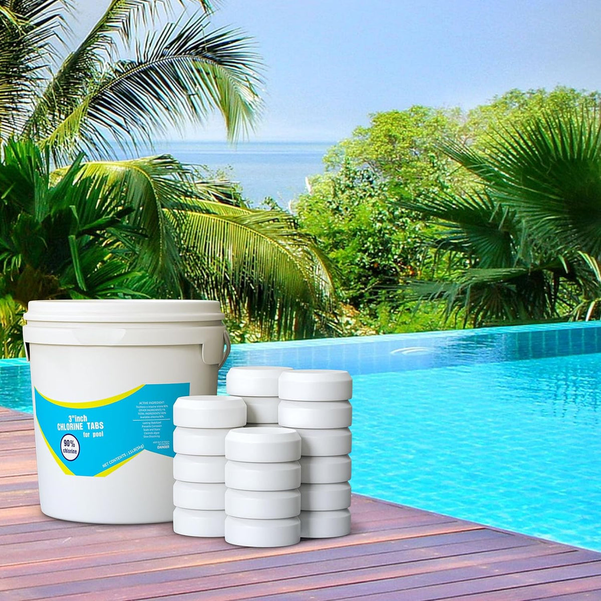 11 lb 3 inch Chlorine Tablets, 90% Available Chlorine, 11-Pound Bucket T63358