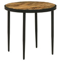 Round Metal Side Table in Natural Mango and Black L9691
