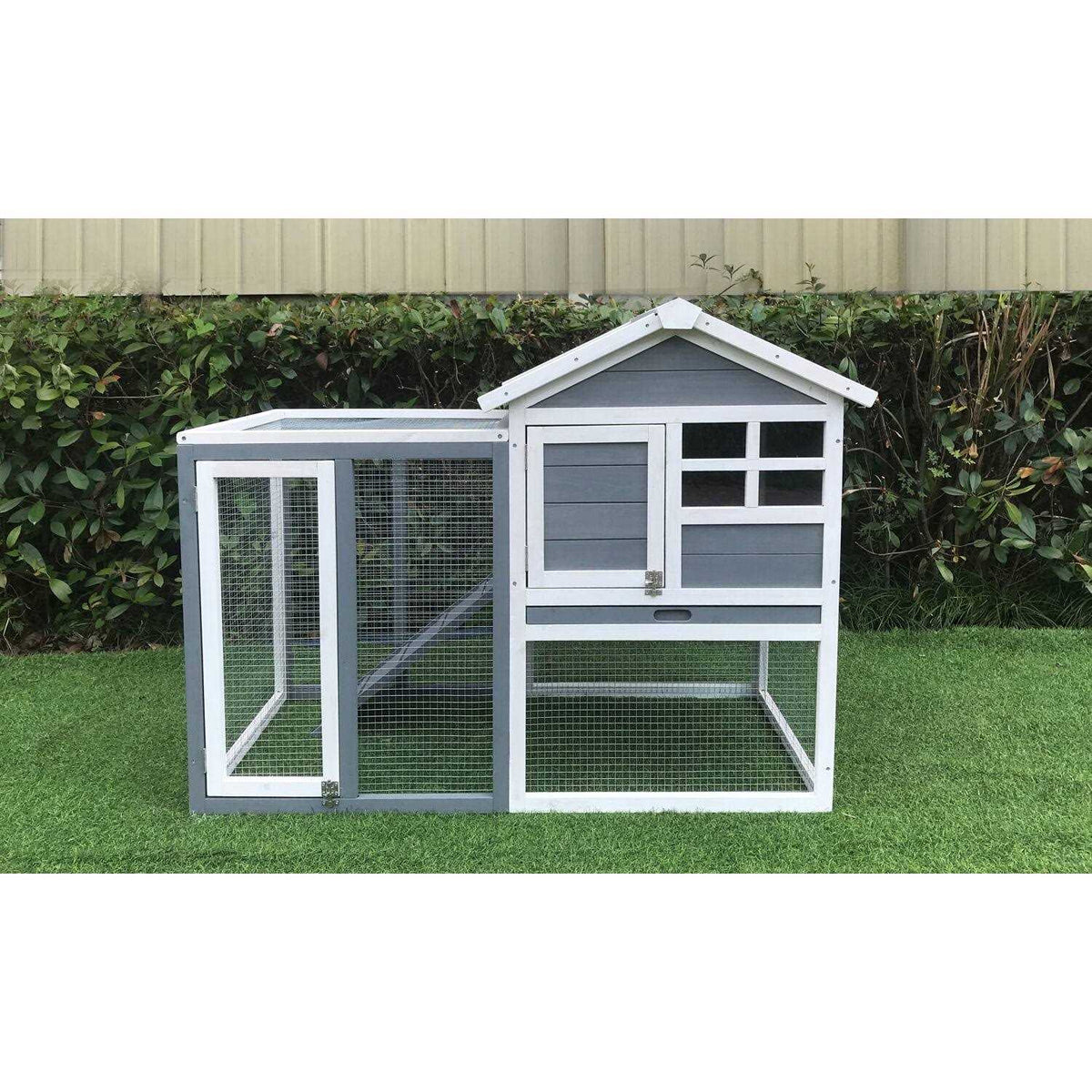 Outdoor Wooden Elevated Rabbit Hutch with Ramp M165
