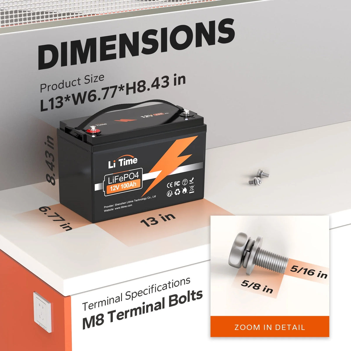 12V 100Ah Lithium LiFePO4 Battery Y712