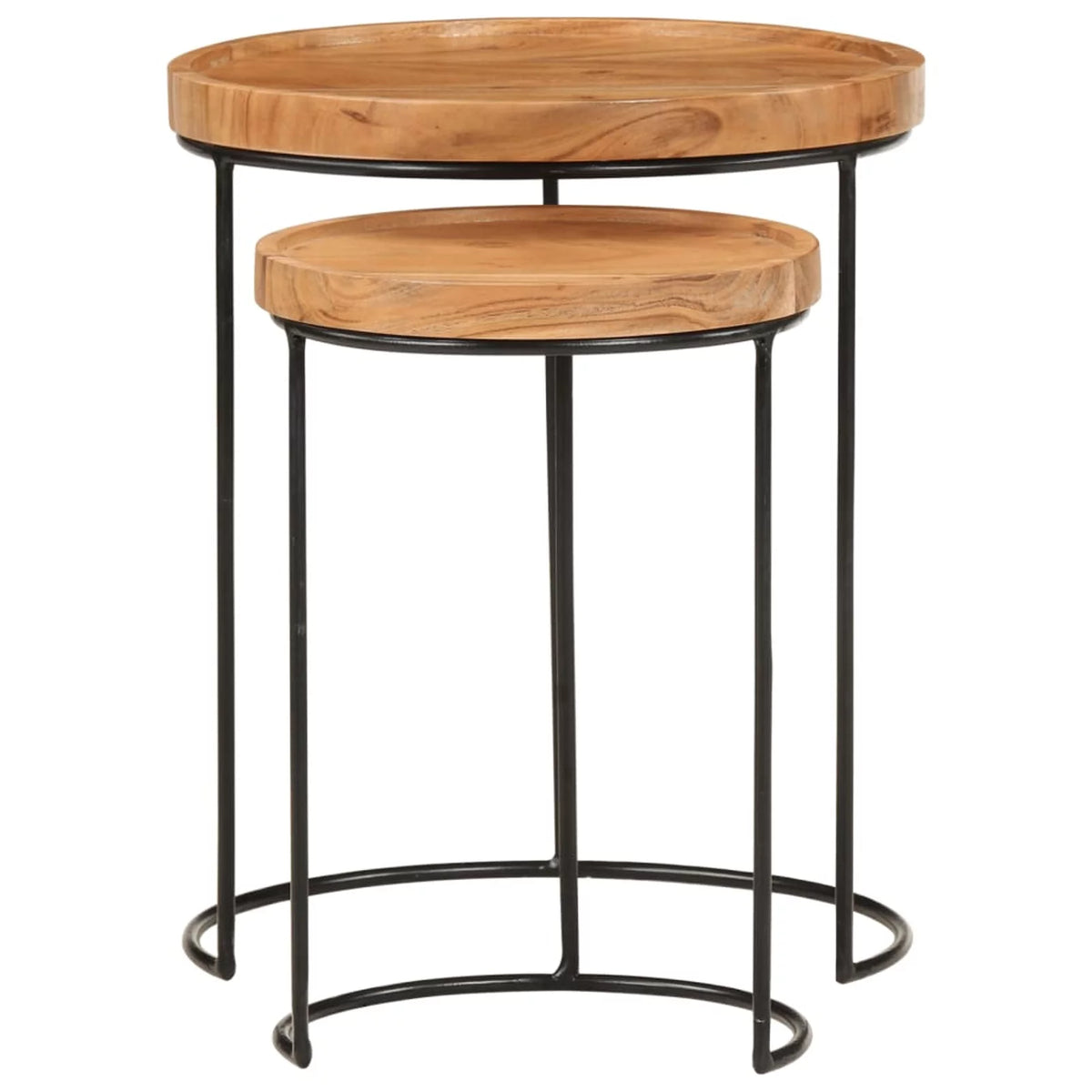 2 Piece Acacia Wood Round Top Coffee Table Set R12532