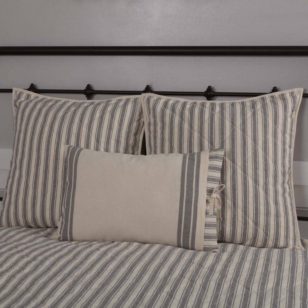 King Gray Ticking Stripe Quilt G84754