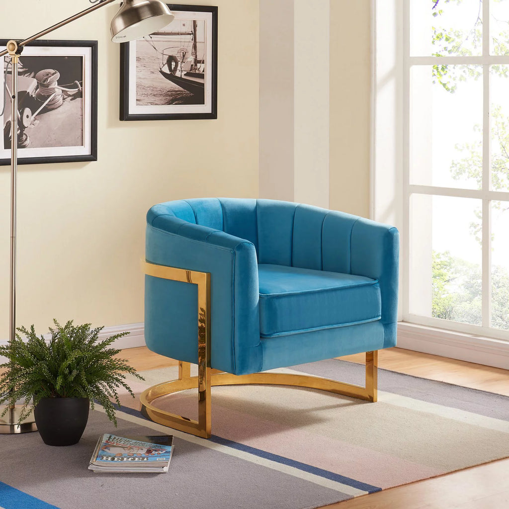 Green Velvet Accent Chair with Stainless Steel Base S611296