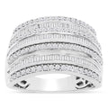 1 Carat Baguette and Round Colorless Diamond Band Ring In Sterling Silver Y584
