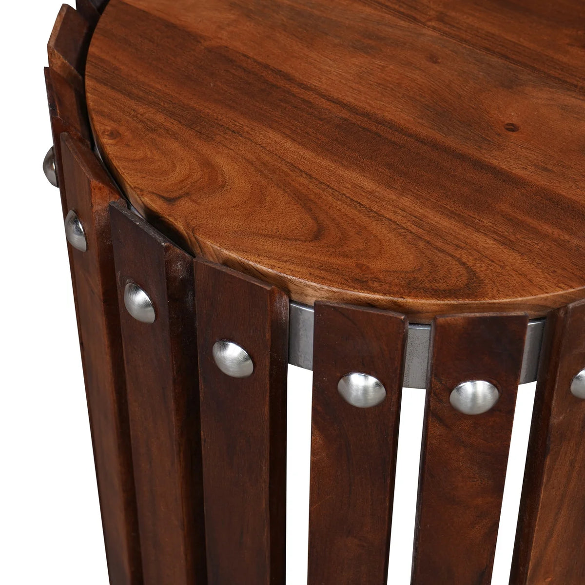 15 Inch Round Acacia Wood Side End Table L4140