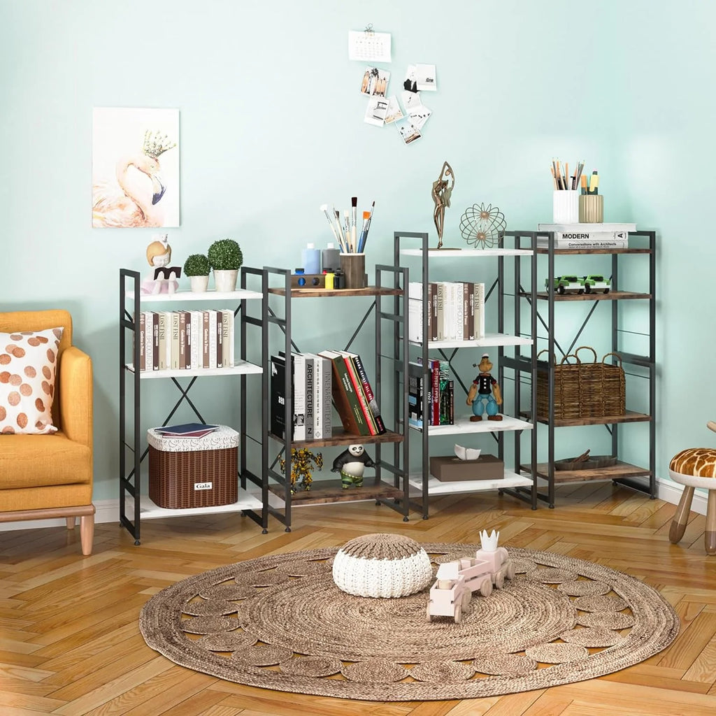 3 Tiers Rustic Brown Wooden Bookshelf X46238