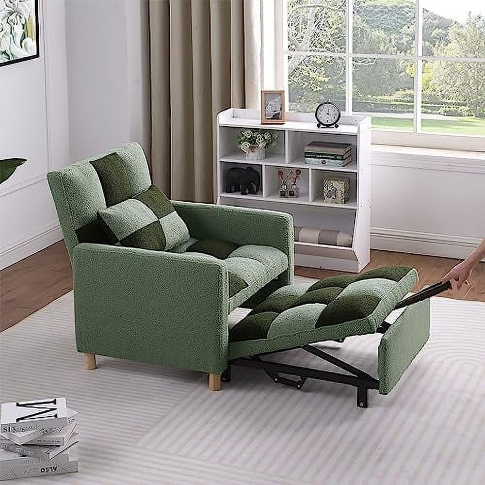 Grey Velvet Convertible Chair Bed Sleeper Chair with Pillow F367389
