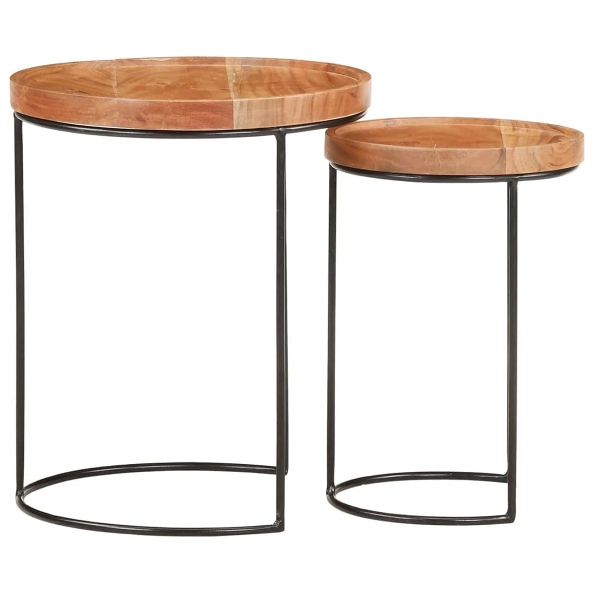 2 Piece Acacia Wood Round Top Coffee Table Set R12532