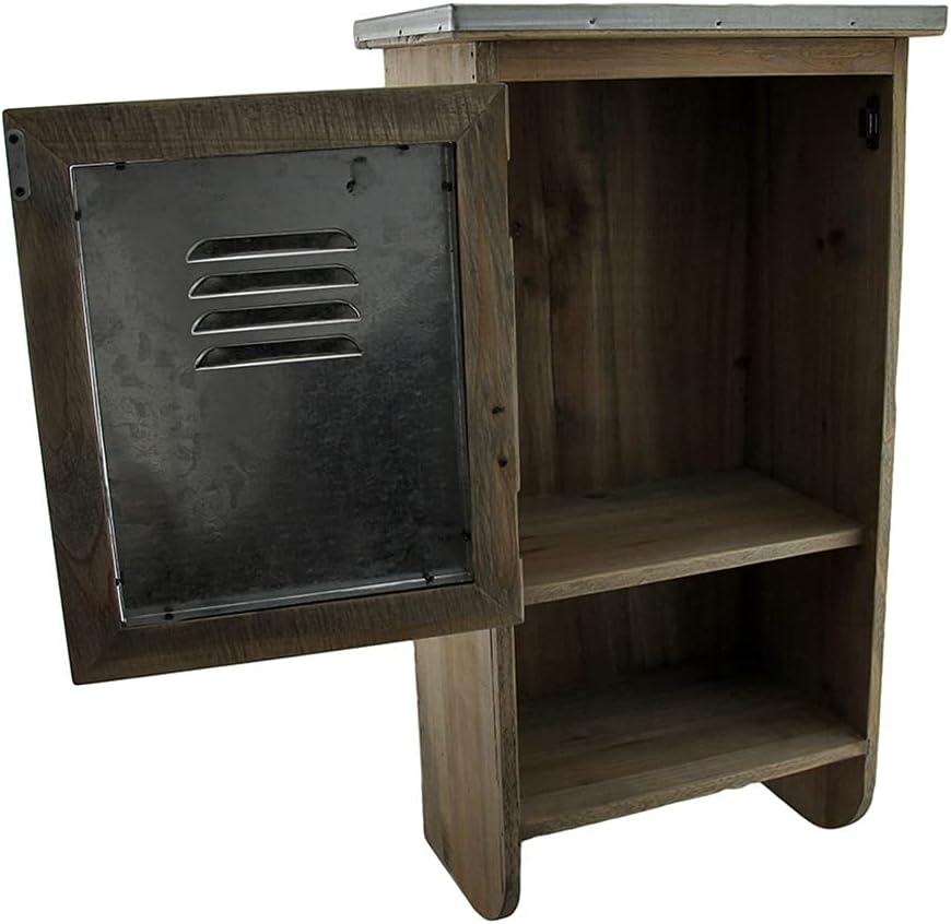 Rustic Reclaimed Wood Wall Cabinet with Shelf and Hooks, 20 in. Pack of 2 K778696