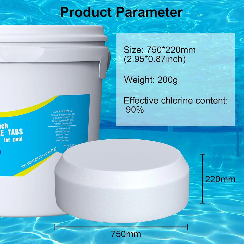 11 lb 3 inch Chlorine Tablets, 90% Available Chlorine, 11-Pound Bucket T63358
