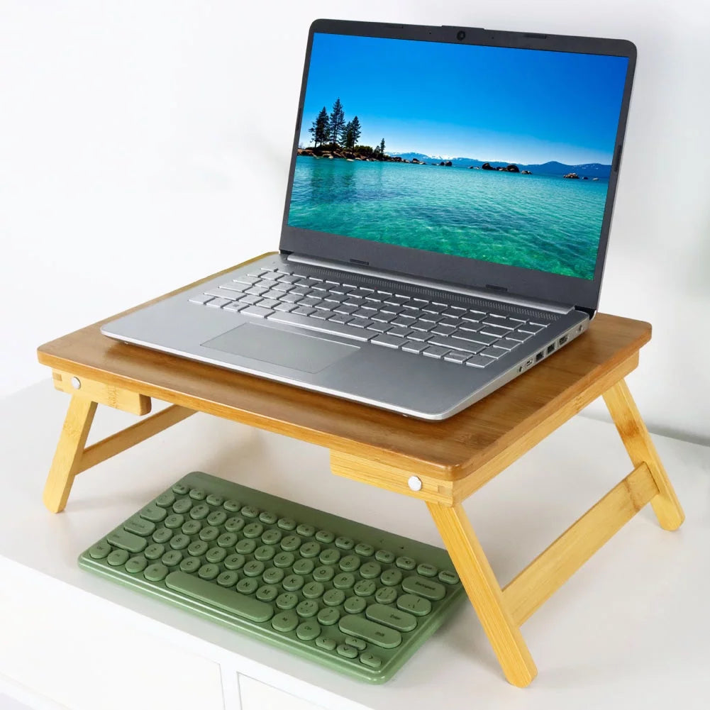 100% Bamboo Laptop Desk with Folding Legs S602784