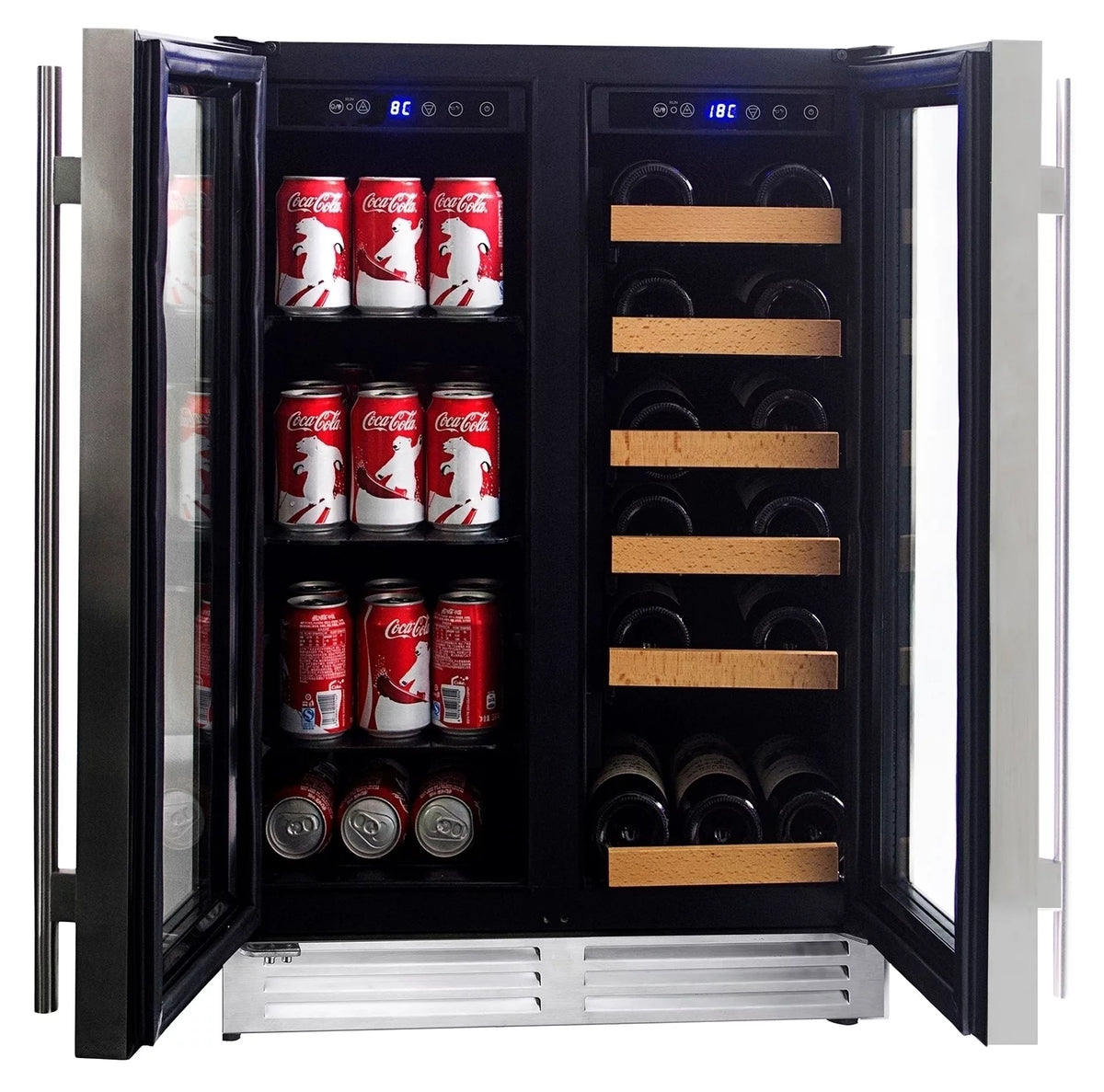18 Bottles and 56 Cans Built-In Under-Counter 24 Inch Dual Zone Wine Cooler and Beverage Fridge R84631