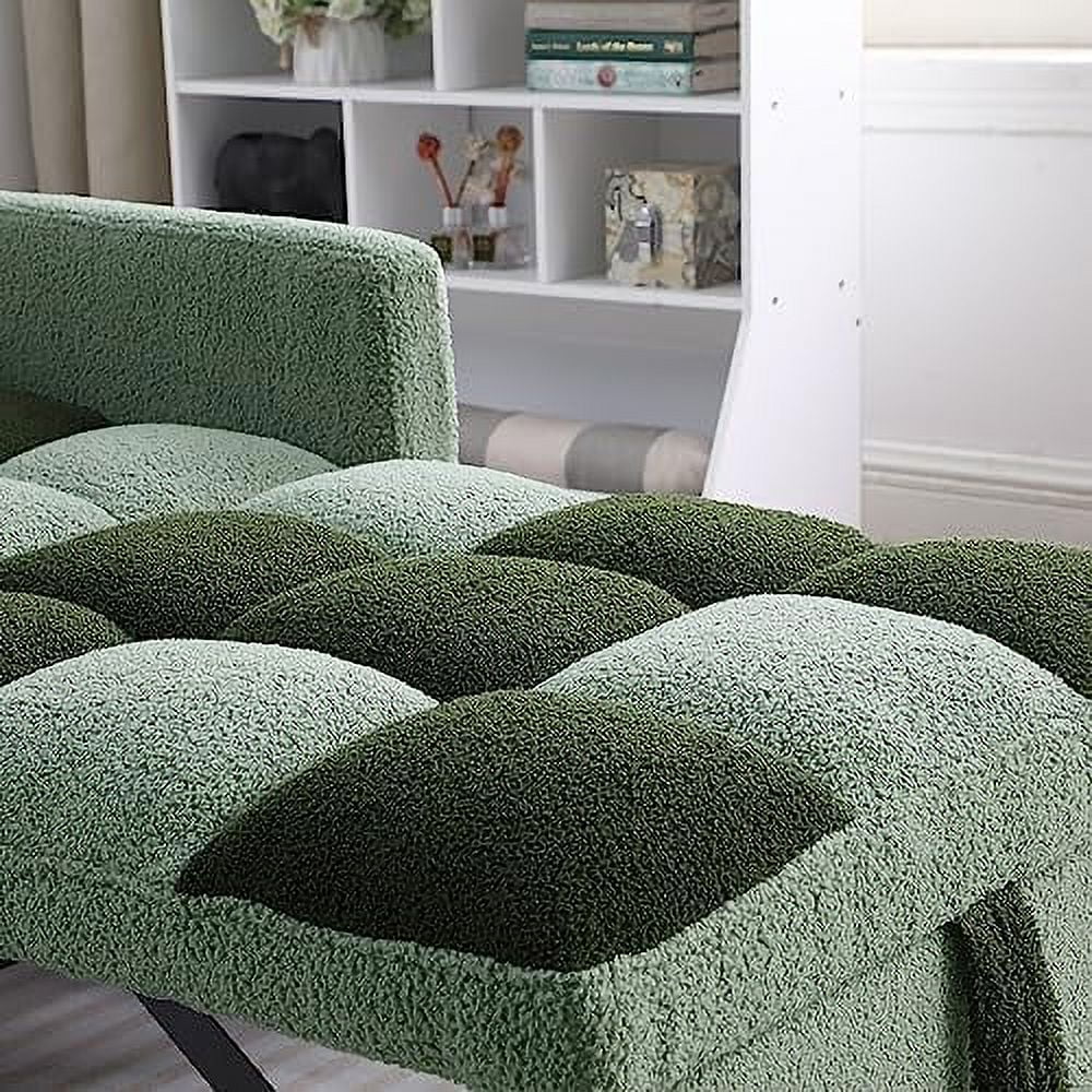 Grey Velvet Convertible Chair Bed Sleeper Chair with Pillow F367389